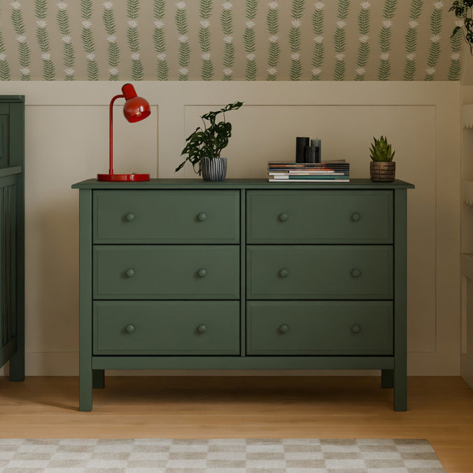 M5966FRGR,DaVinci,Hunter 6-Drawer Double Wide Dresser in Forest Green