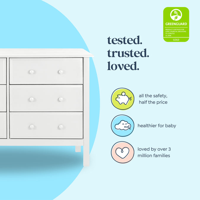 M5966W,DaVinci,Hunter 6-Drawer Double Wide Dresser in White Finish