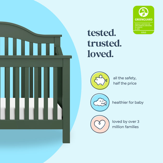 M5981FRGR,DaVinci,Jayden 4-in-1 Convertible Crib in Forest Green