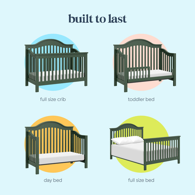 M5981FRGR,DaVinci,Jayden 4-in-1 Convertible Crib in Forest Green