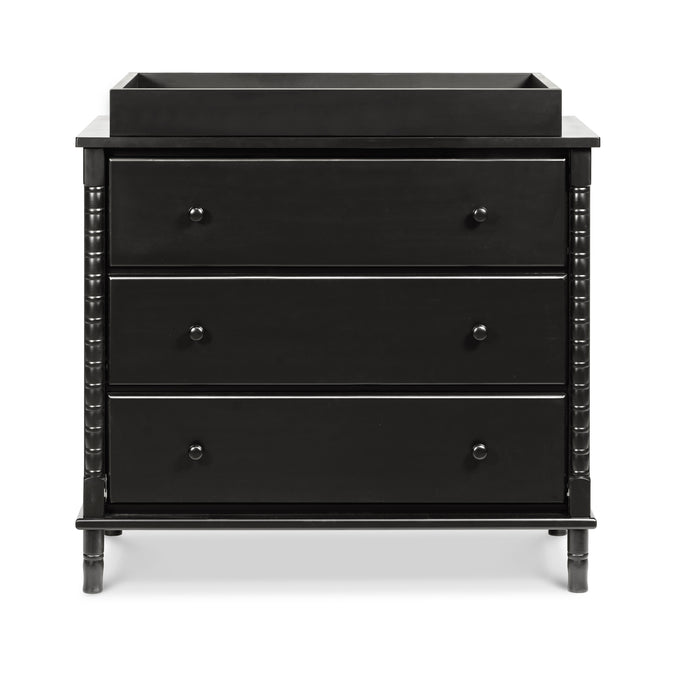 M7323E,DaVinci,Jenny Lind Spindle 3-Drawer Dresser in Ebony Black