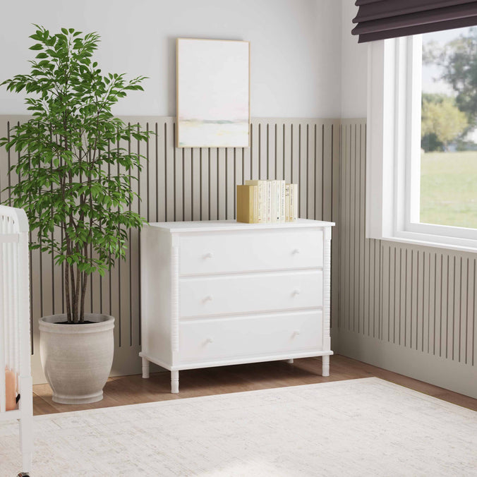 white dresser three drawer Little Seeds Clover 3-Drawer Dresser, White/Acorn you unlock the safety feature and can open all the drawers simultaneously when needed DaVinci Jenny Lind Spindle 3-Drawer