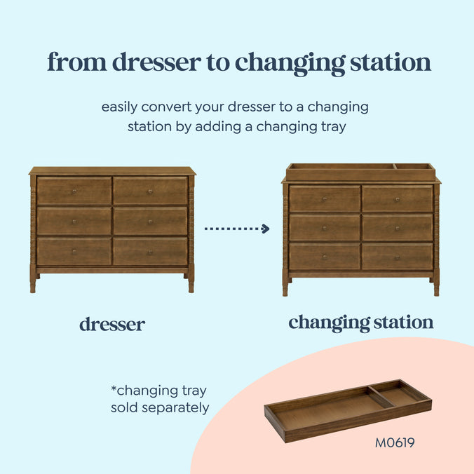 M7326L,DaVinci,Jenny Lind Spindle 6-Drawer Dresser in Walnut
