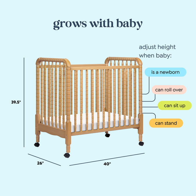M7398HY,DaVinci,Jenny Lind 3-in-1 Convertible Mini Crib in Honey