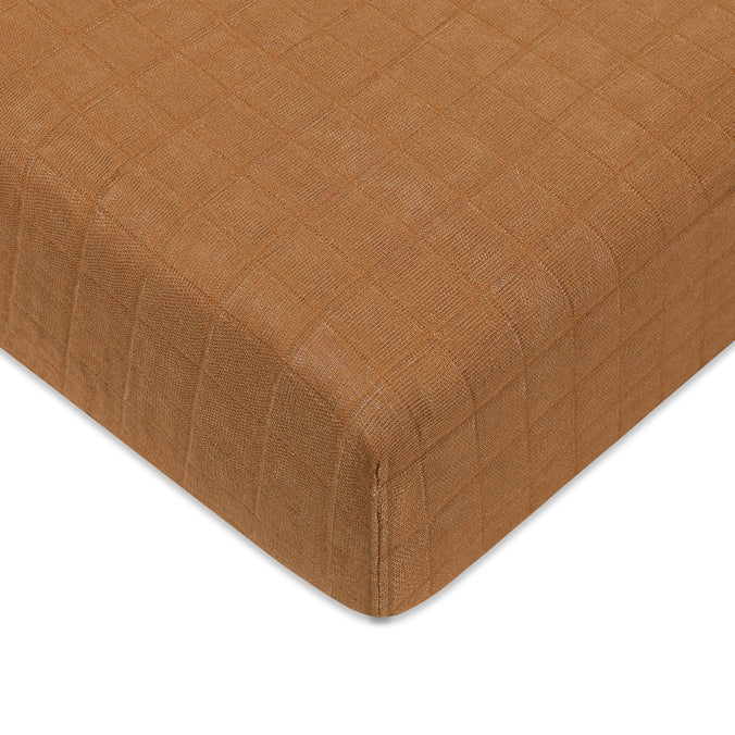 T29535BTS,Babyletto,Burnt Sienna Muslin Crib Sheet in GOTS Certified Organic Cotton