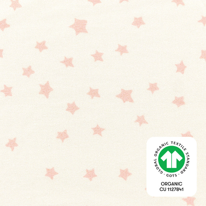 T31035IDS,Babyletto,Doodle Stars Organic Brushed Cotton Crib Sheet in Ivory with Dusty Rose Stars