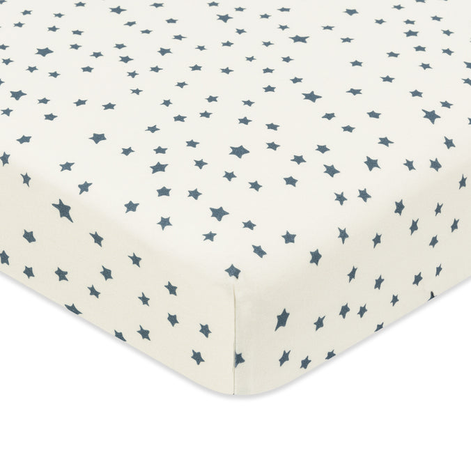 T31036IVS,Babyletto,Doodle Stars Organic Brushed Cotton Mini CribSheet in Ivory with Navy Stars