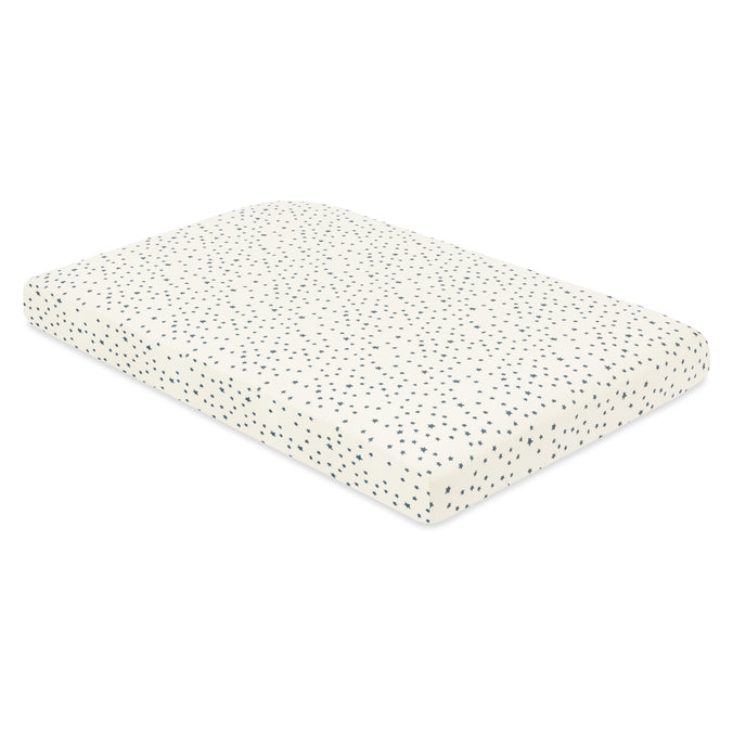 T31036IVS,Babyletto,Doodle Stars Organic Brushed Cotton Mini CribSheet in Ivory with Navy Stars