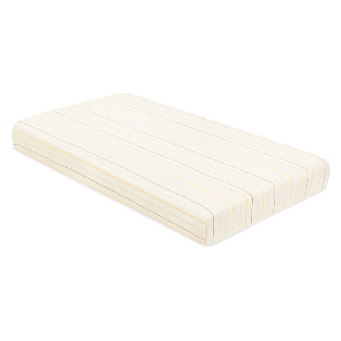 T33635IWS,Babyletto,Wonky Stripe Organic Brushed Cotton Crib Sheet in Ivory with Warm Multi-Color Stripes