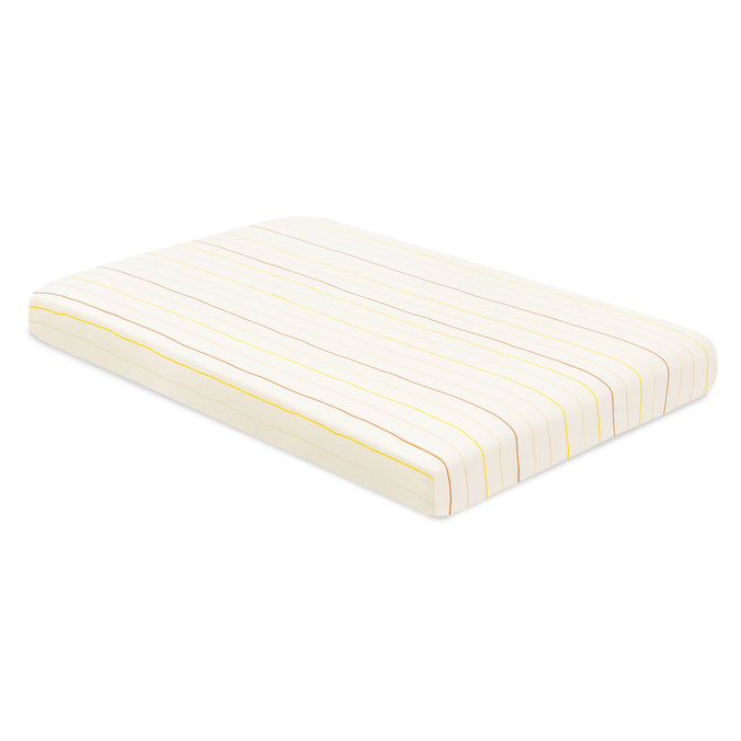 T33636IWS,Babyletto,Wonky Stripe Organic Brushed Cotton Mini CribSheet in Ivory with Warm Multi-Color Stripes