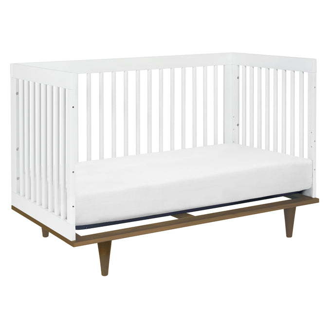 W4901WL,DaVinci,Marley 3-In-1 Convertible Crib in White Finish and Walnut Legs