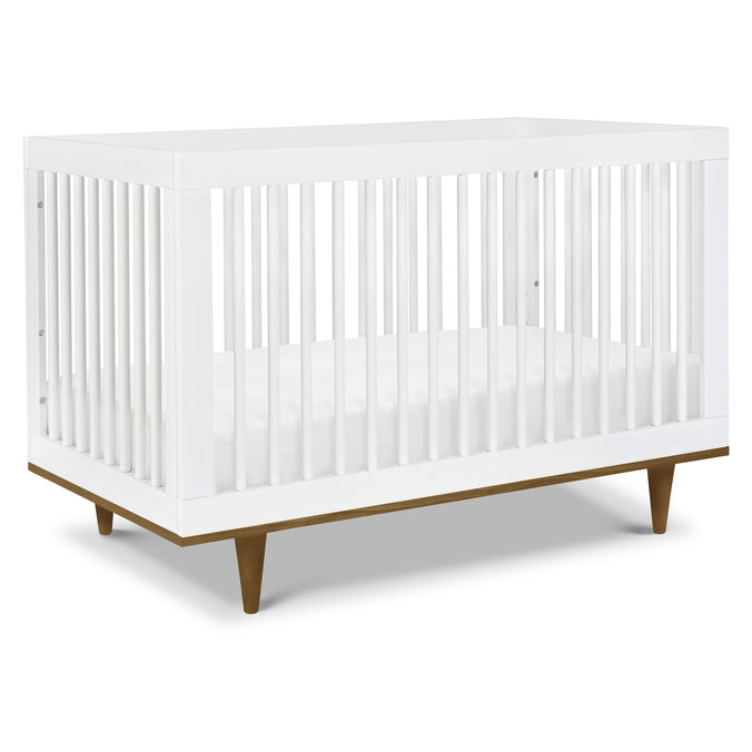 W4901WL,DaVinci,Marley 3-In-1 Convertible Crib in White Finish and Walnut Legs