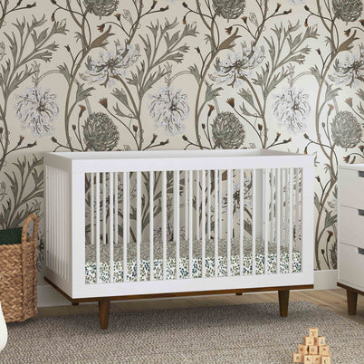 W4901WL,DaVinci,Marley 3-In-1 Convertible Crib in White Finish and Walnut Legs