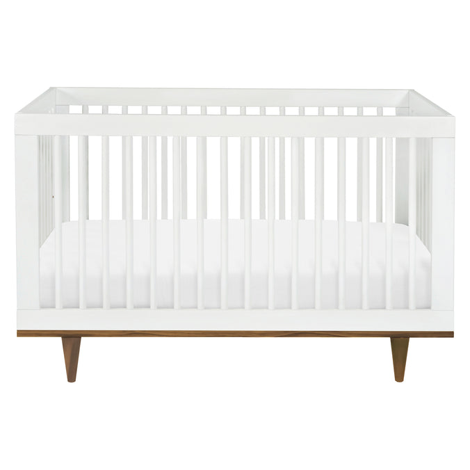 W4901WL,DaVinci,Marley 3-In-1 Convertible Crib in White Finish and Walnut Legs