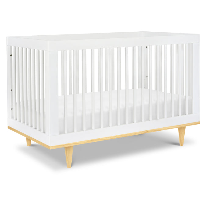 W4901WN,DaVinci,Marley 3-In-1 Convertible Crib in White Finish and Natural Legs