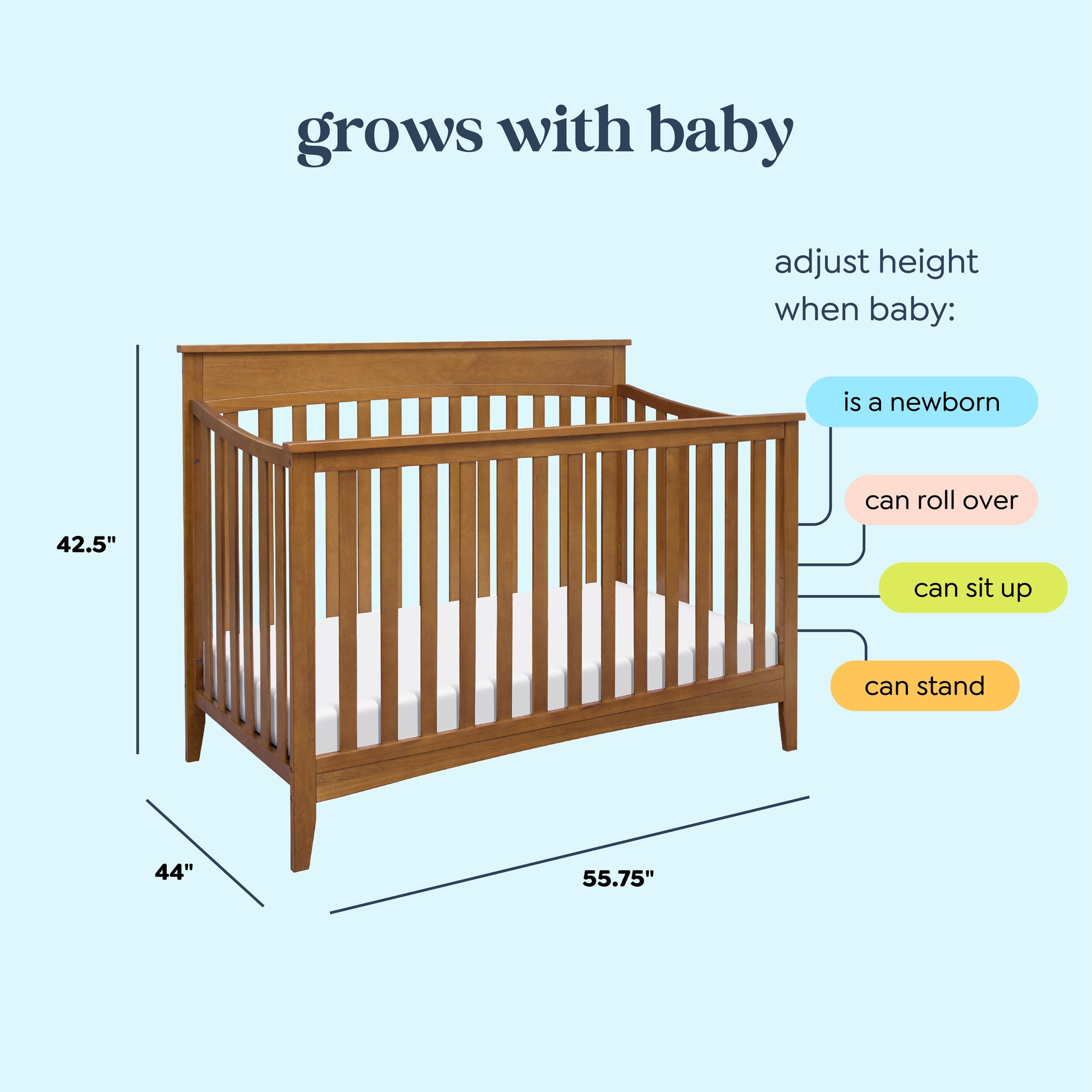 M9301CT,DaVinci,Grove 4-in-1 Convertible Crib In Chestnut Finish