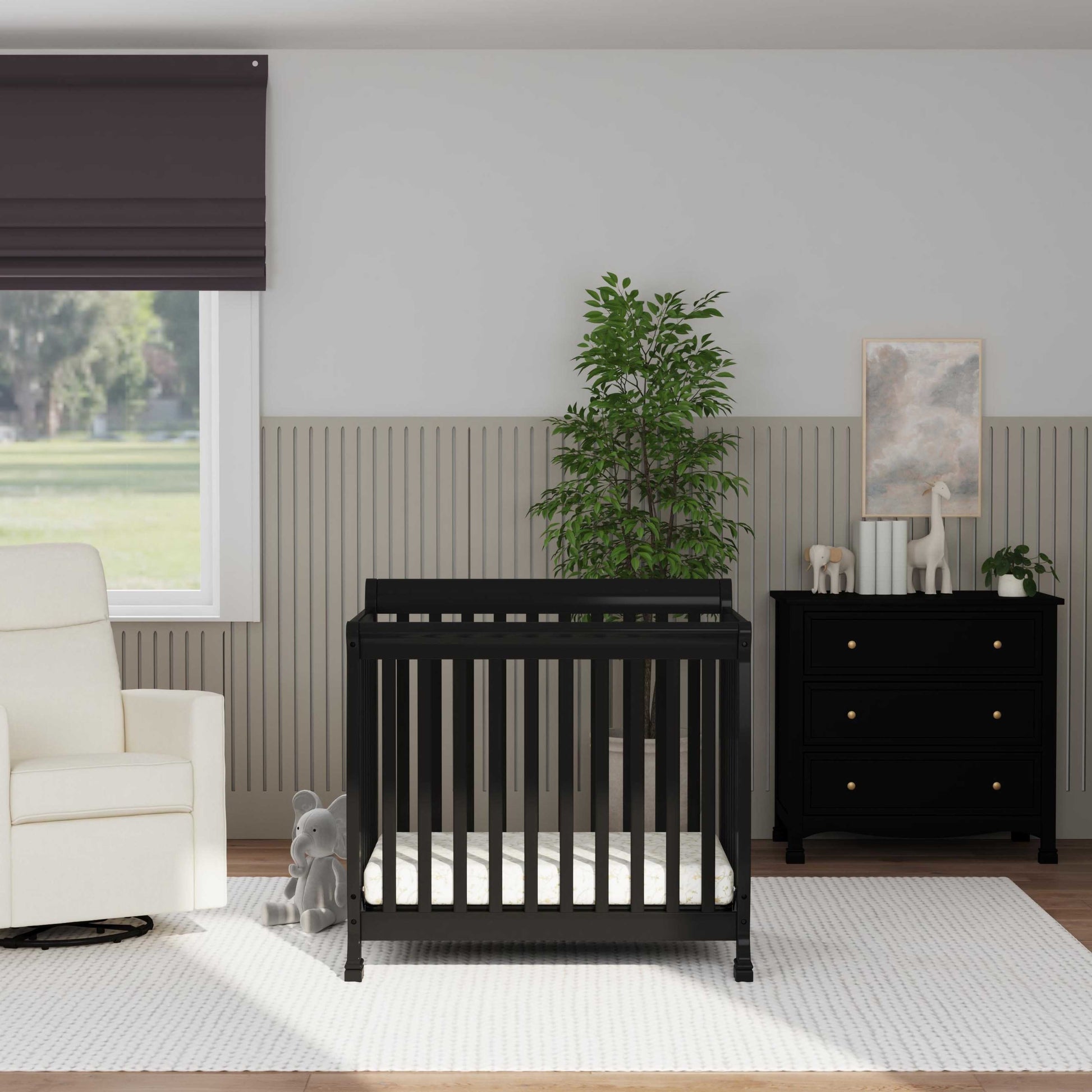 M5598E,DaVinci,Kalani 4-in-1 Convertible Mini Crib in Ebony