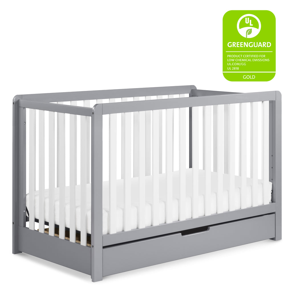 F11951W,Colby 4-in-1 Convertible Crib w/ Trundle Drawer in White Grey / White