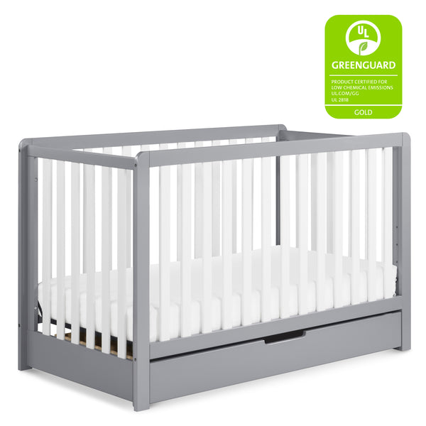 F11951W,Colby 4-in-1 Convertible Crib w/ Trundle Drawer in White Grey / White