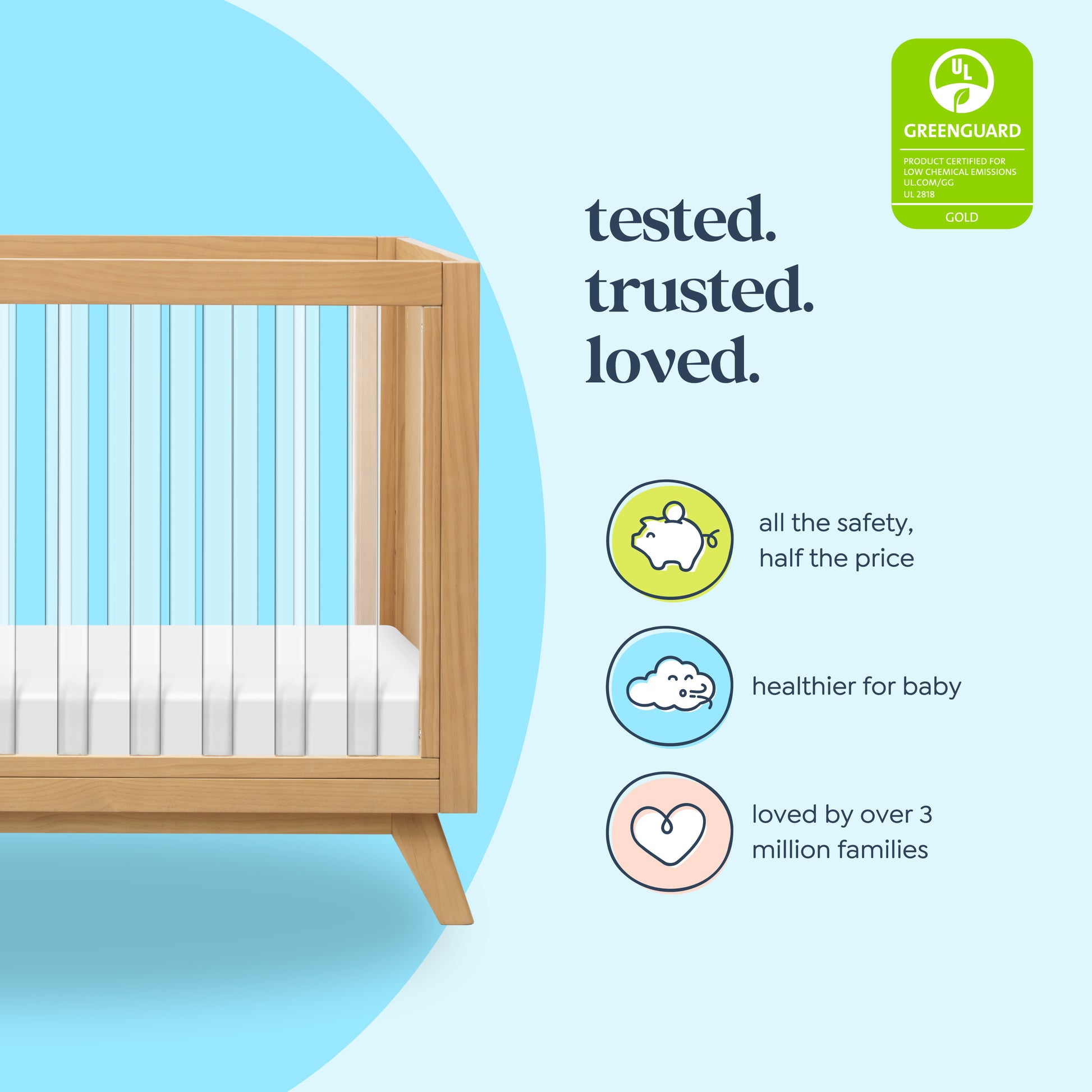 M22501HYK,DaVinci,Otto 3-in-1 Convertible Crib in Honey/Acrylic