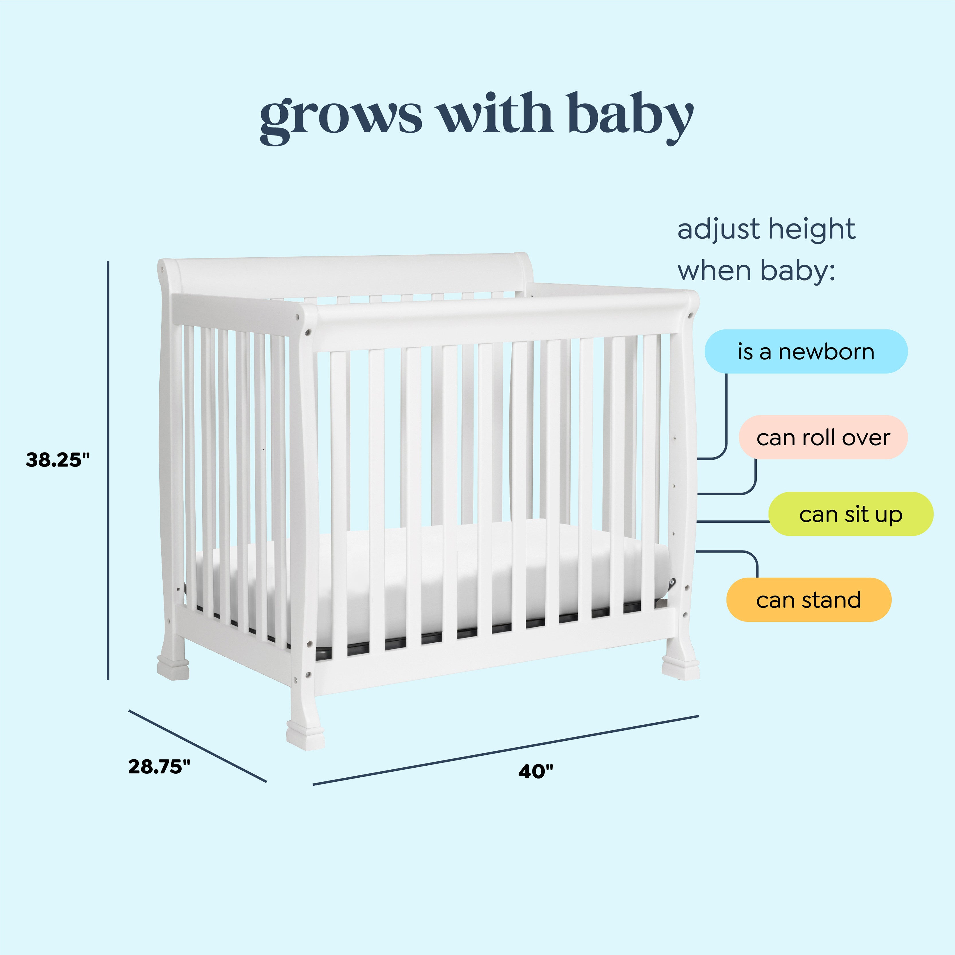 Mini crib adjustable height online