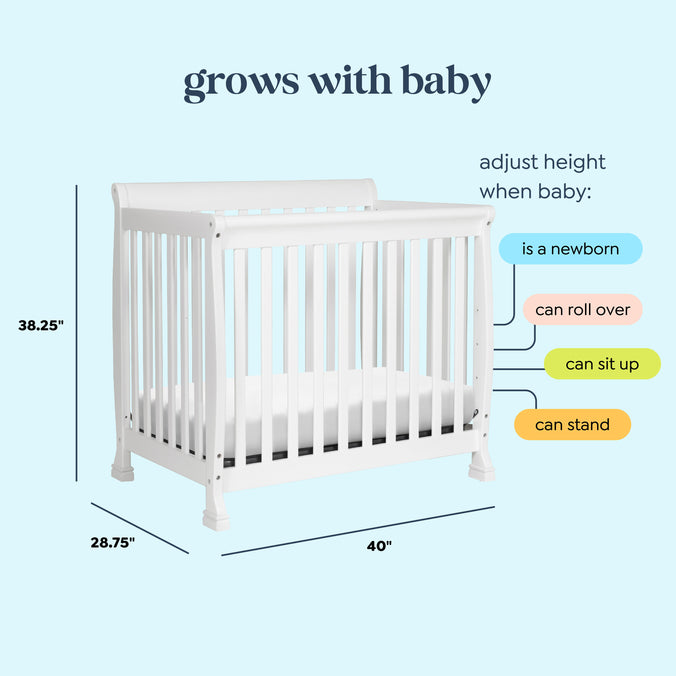 M5598W,DaVinci,Kalani 4-in-1 Convertible Mini Crib in White Finish