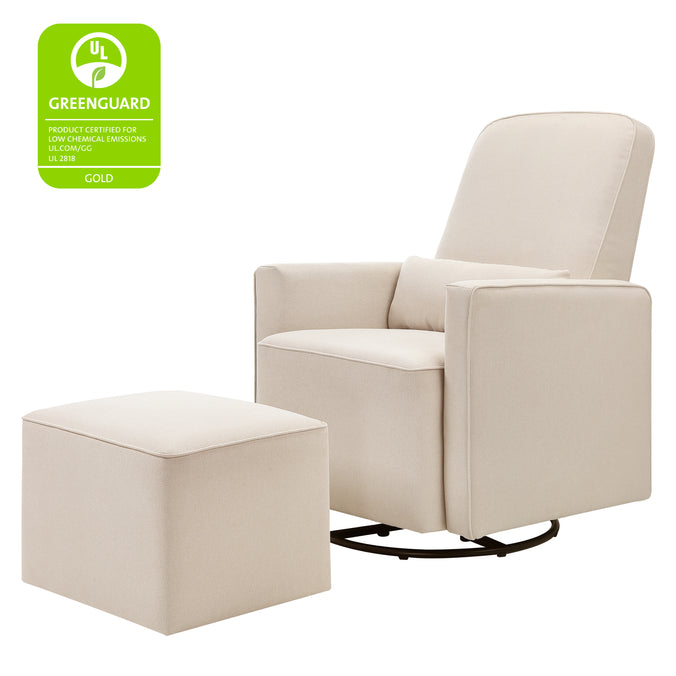 M11687CM,DaVinci,Olive Glider and Ottoman in Cream Finish w/Cream Piping