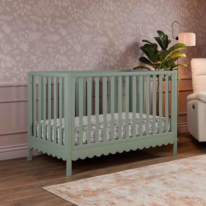 Sammy Scallop 4-in-1 Convertible Baby Crib, White - Davinci Sammy Scallop 4-in-1 Convertible Baby Crib, White - Davinci