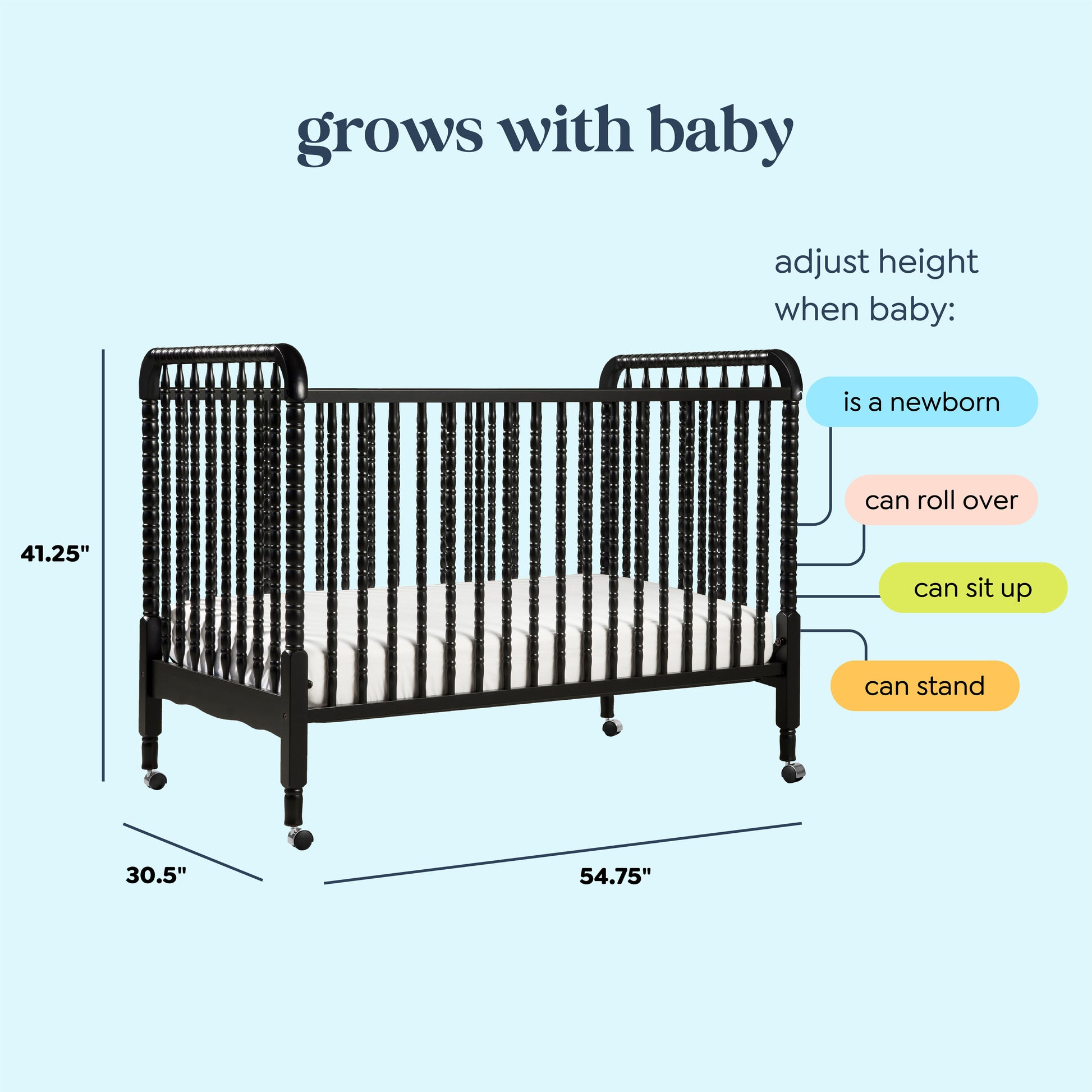 M7391E,Jenny Lind Stationary Crib In Ebony