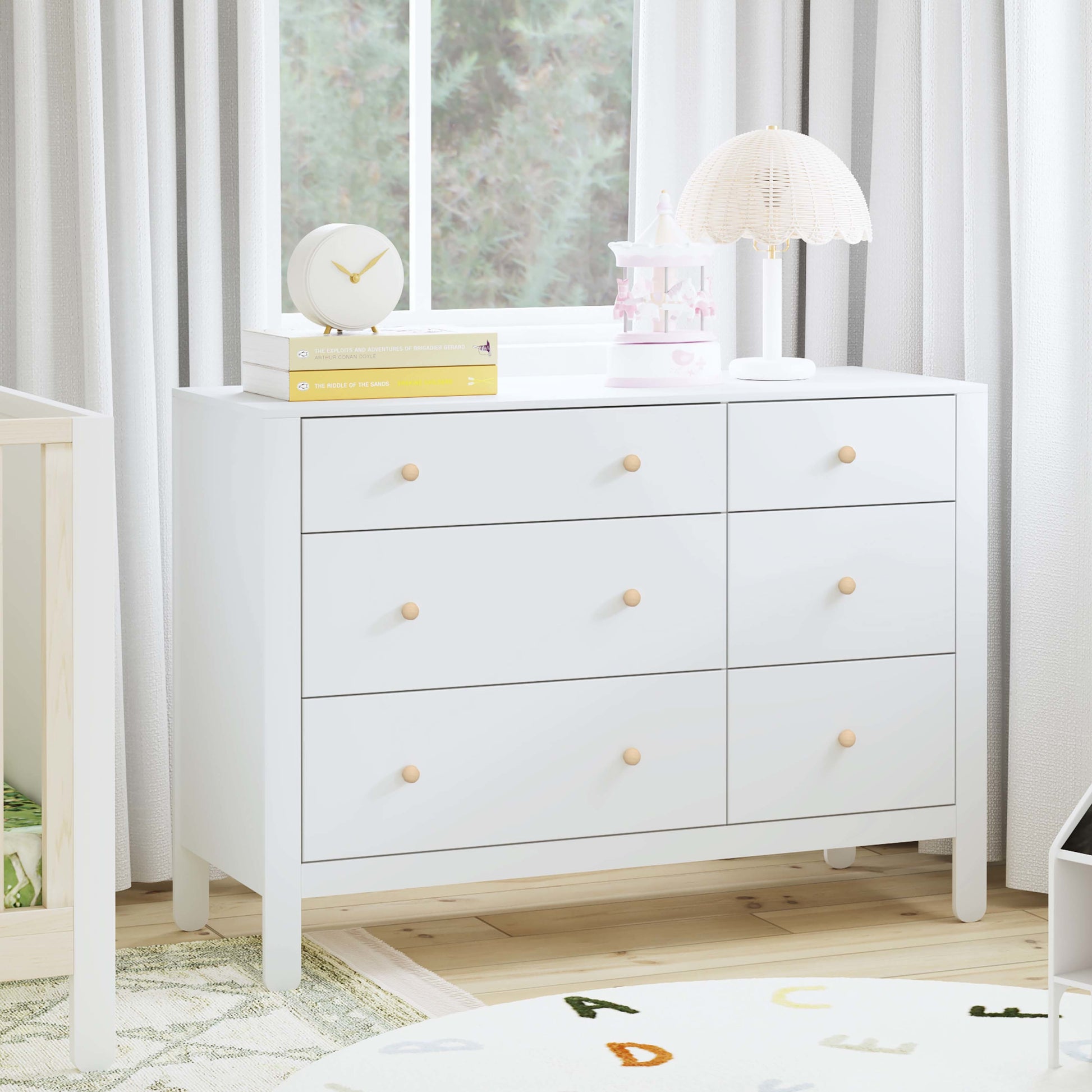 F30326WNX,Carter's,Marisol 6-Drawer Dresser in White/Washed Natural