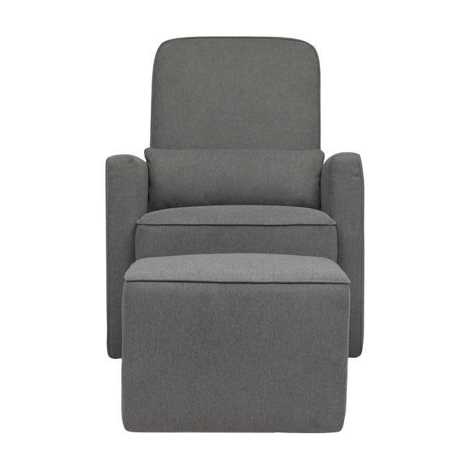 M11687GY,DaVinci,Olive Glider and Ottoman in Dark Grey Finish w/Dark Grey Piping