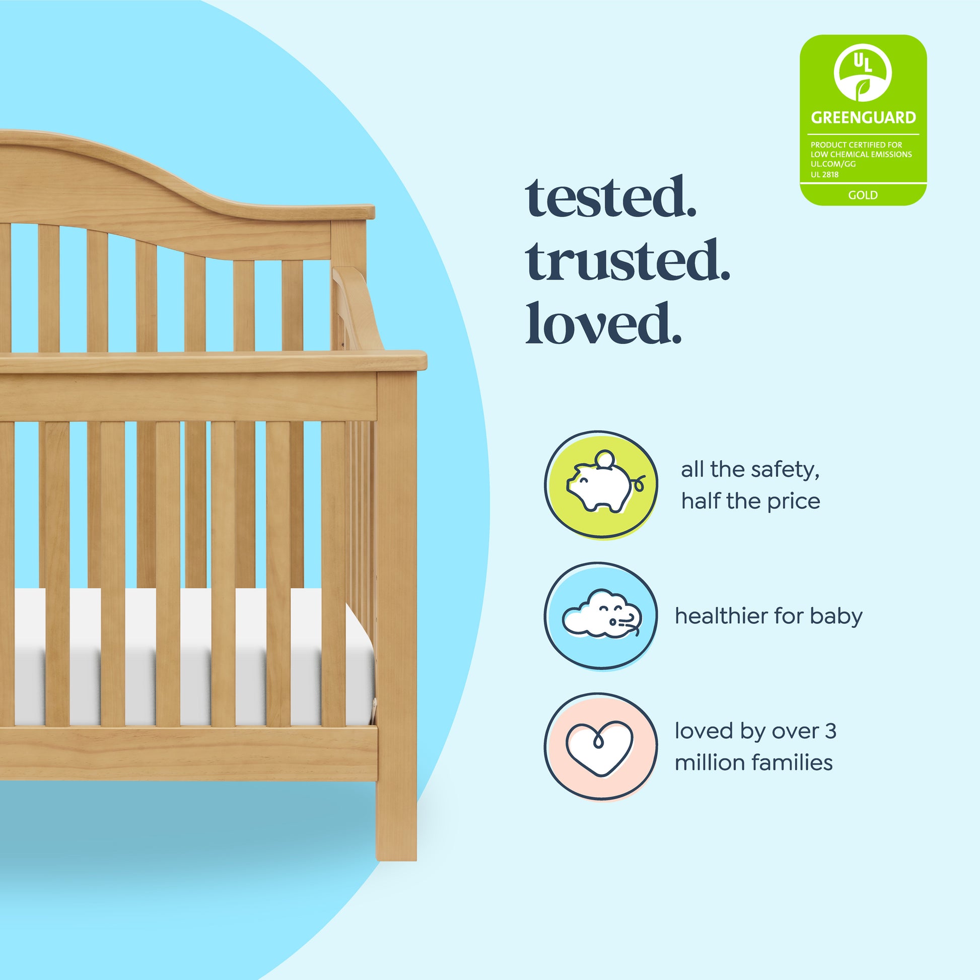 M5981HY,DaVinci,Jayden 4-in-1 Convertible Crib in Honey
