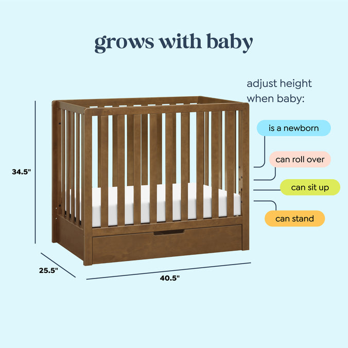 F11981L,Carter's,Colby 4-in-1 Convertible Mini Crib w/ Trundle in Walnut