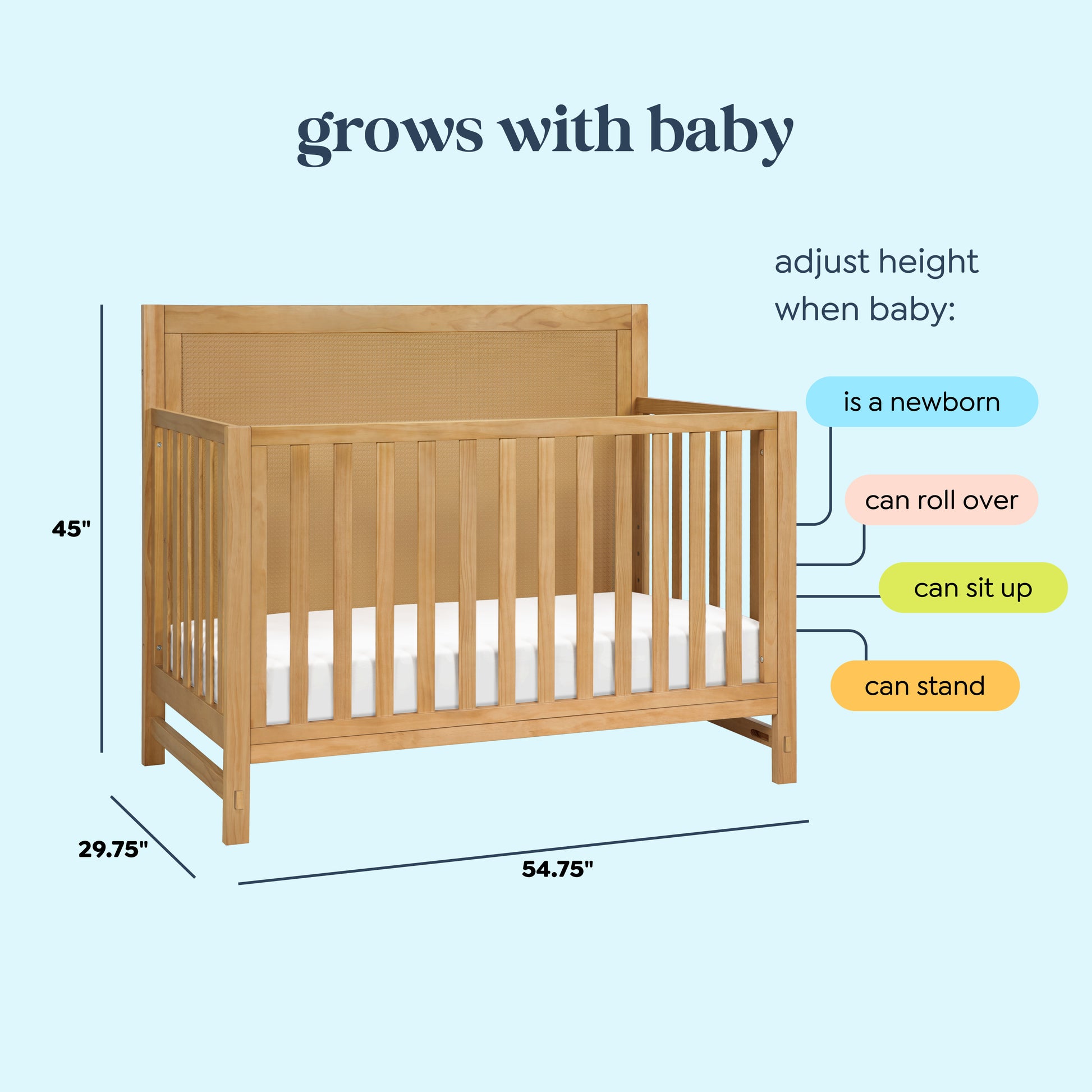 M24941HY,DaVinci,Margot 4-in-1 Convertible Crib in Honey