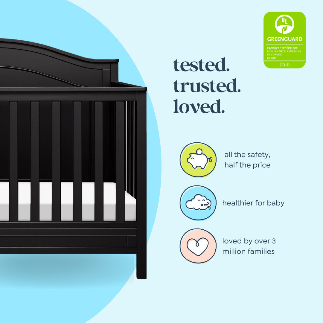 M12801E,Charlie 4-in-1 Convertible Crib in Ebony