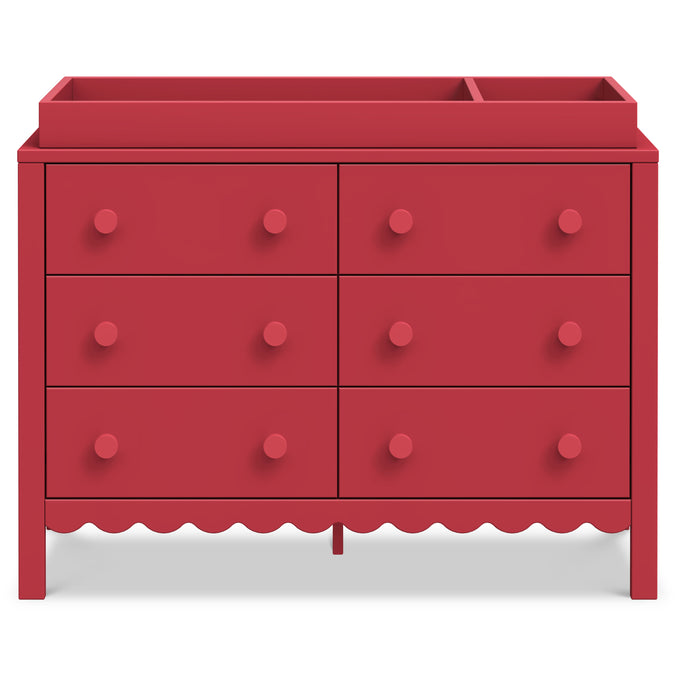 M27826TRD,DaVinci,Sammy Scallop 6-Drawer Dresser in Strawberry Red