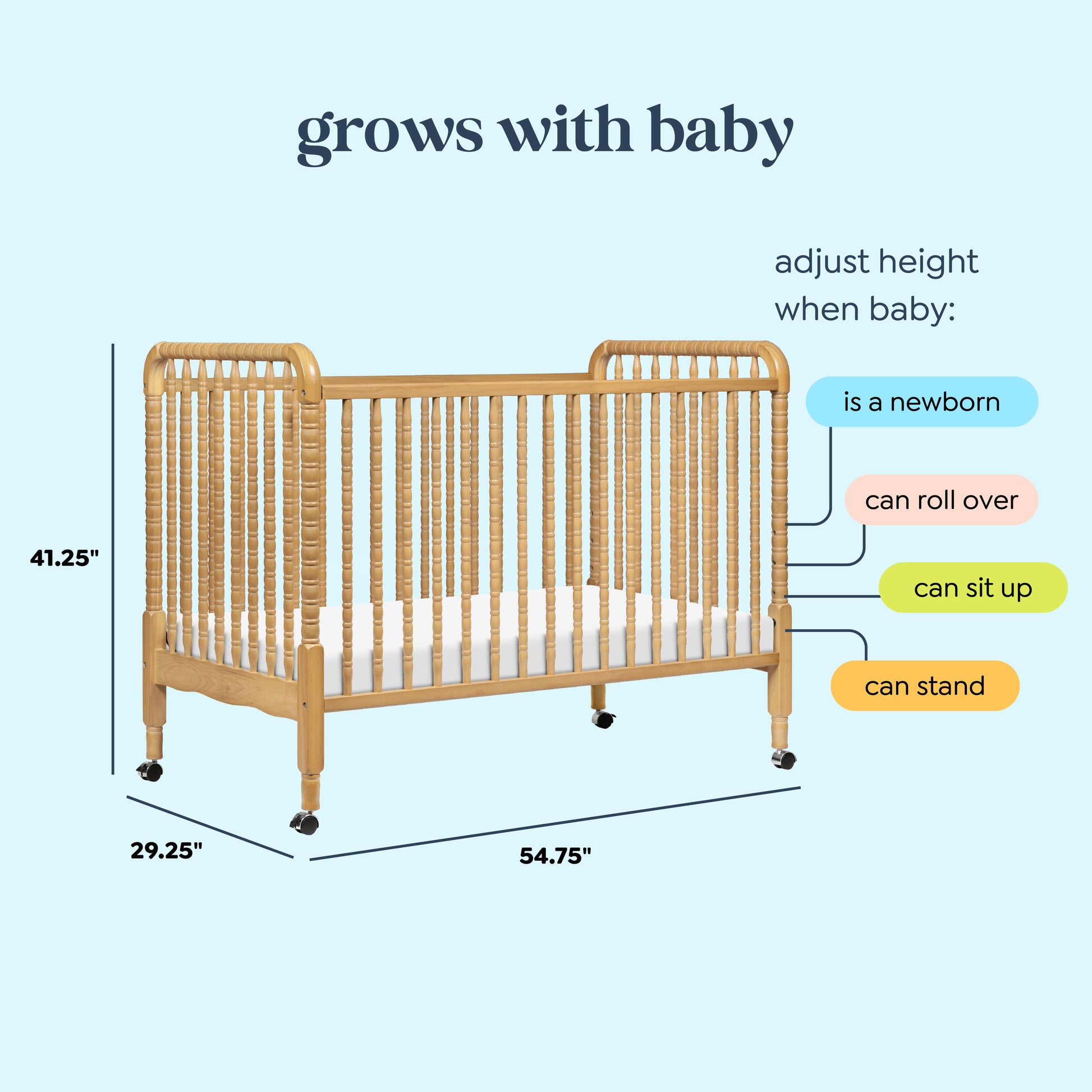 M7391HY,DaVinci,Jenny Lind Stationary Crib in Honey