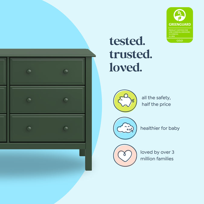 M5966FRGR,DaVinci,Jayden 6-Drawer Double Wide Dresser in Forest Green