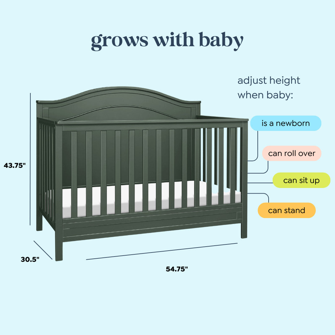 M12801FRGR,Charlie 4-in-1 Convertible Crib in Forest Green