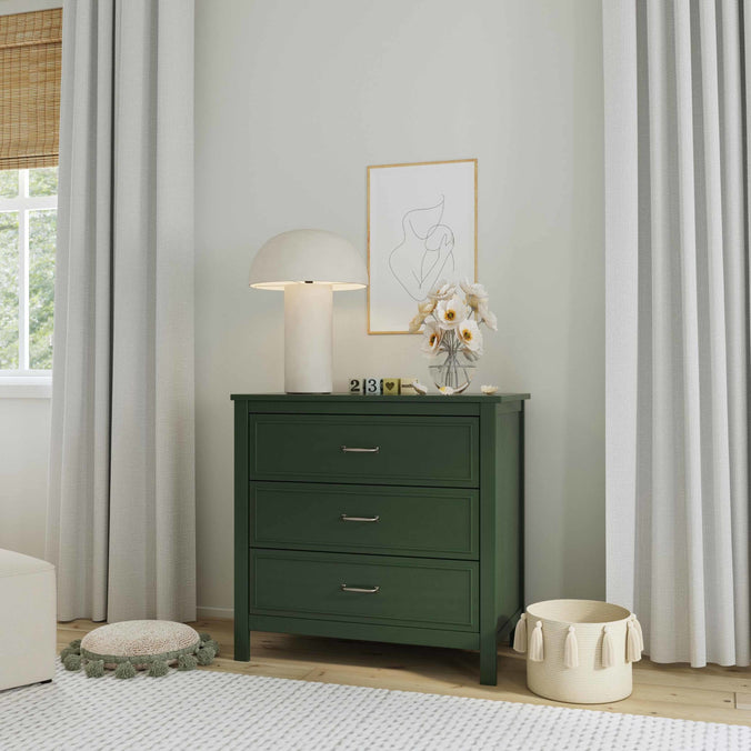 M12823FRGR,DaVinci,Charlie 3-Drawer Dresser in Forest Green