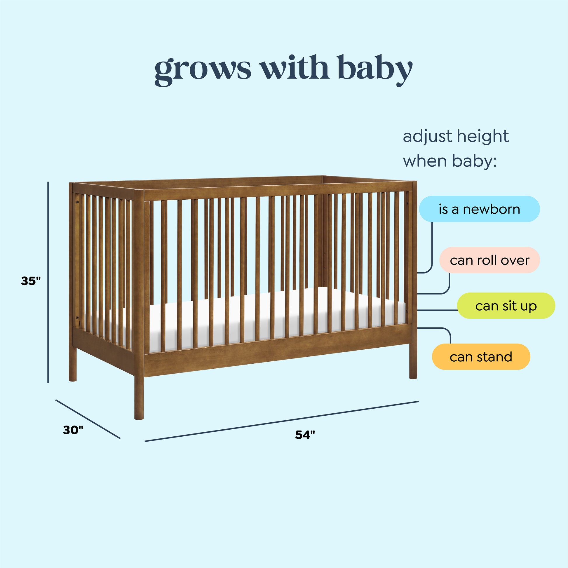 M25101L,DaVinci,Birdie 3-in-1 Convertible Crib in Walnut