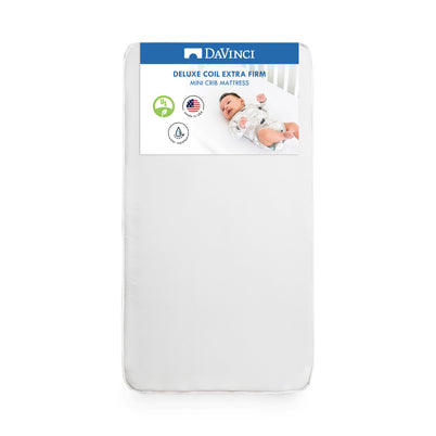 Deluxe Coil Firm Support Mini Crib Mattress | GREENGUARD Gold Certified | Lightweight | Waterproof