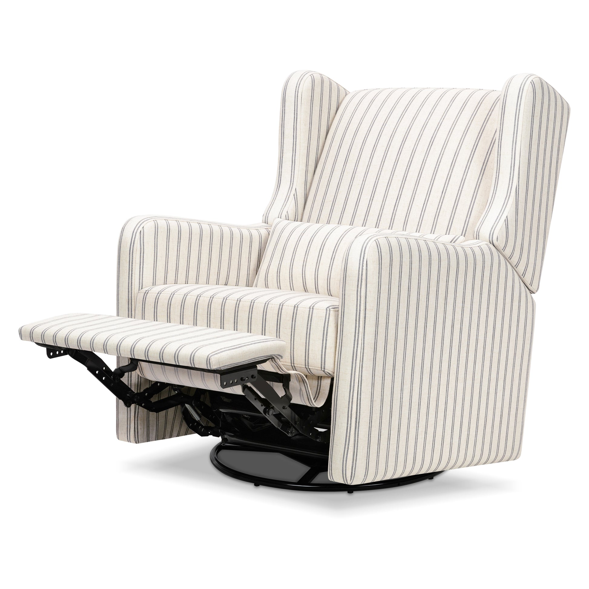 F19587PCDS,Carter's,Arlo Recliner and Swivel Glider in Performance Charcoal Double Stripe Linen