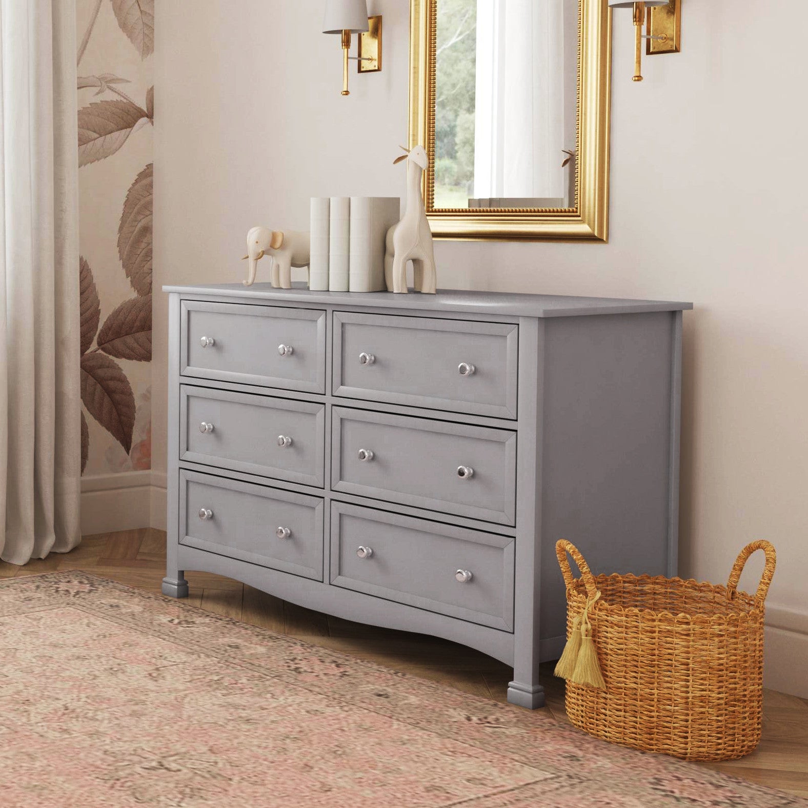 M5529G,DaVinci,Kalani 6-Drawer Double Wide Dresser in Grey Finish