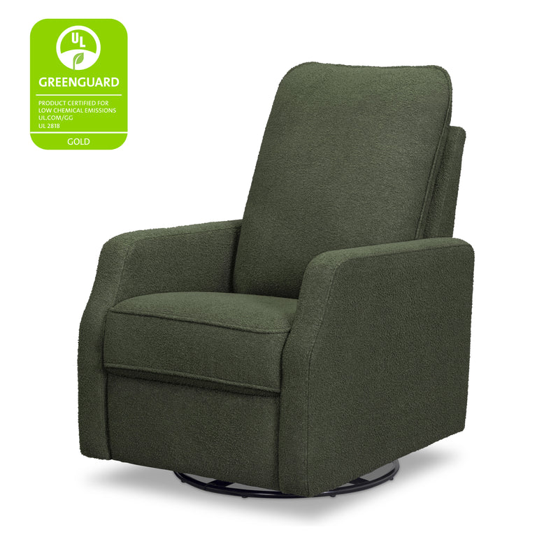 M33187COB,DaVinci,Lucas Pillowback Swivel Recliner in Cozy Olive Boucle