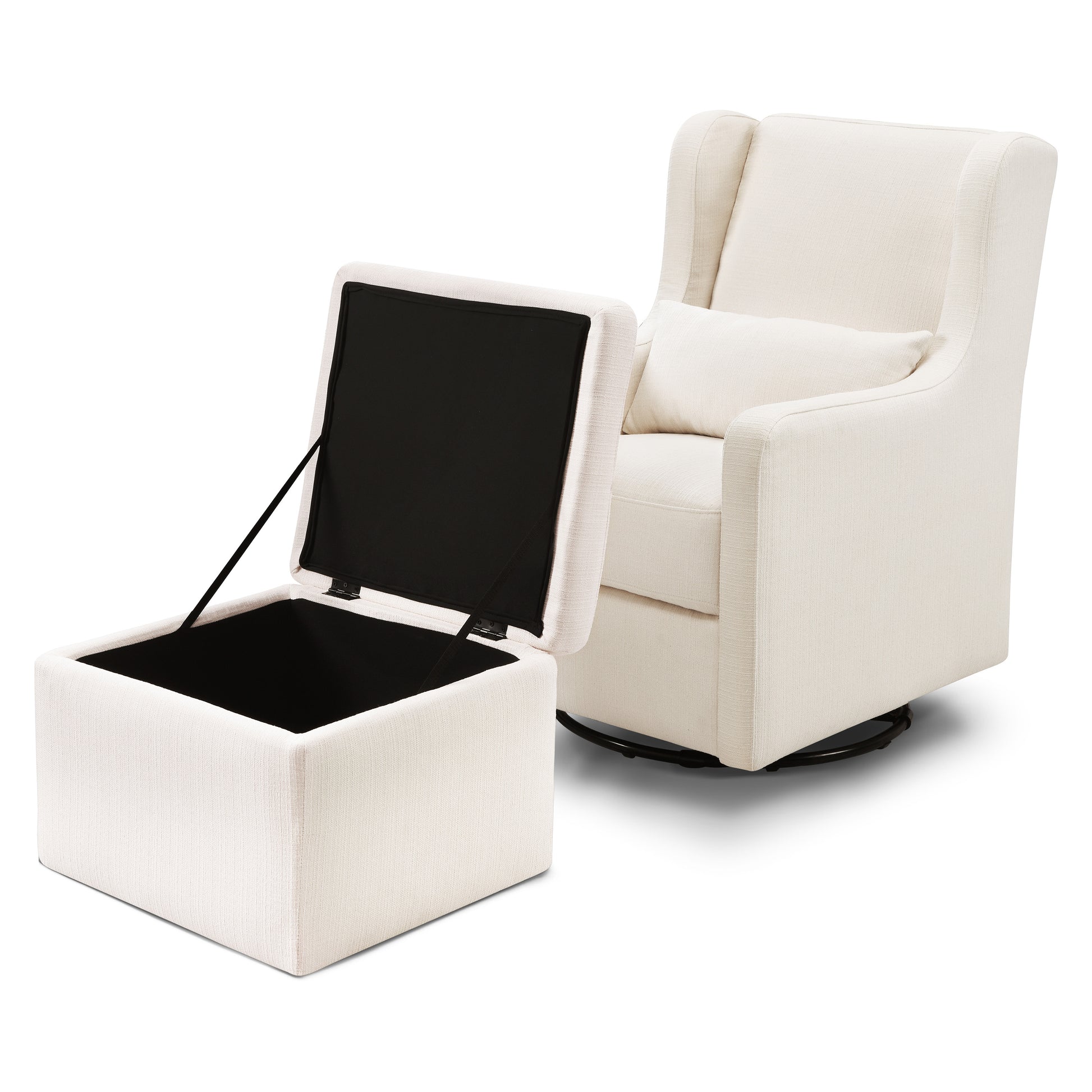 F18787PCM,Carter's,Adrian Swivel Glider with Storage Ottoman in Performance Cream Linen