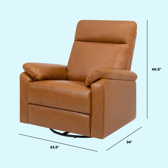 M24387VTL,DaVinci,Suzy Swivel Recliner in Vegan Tan Leather