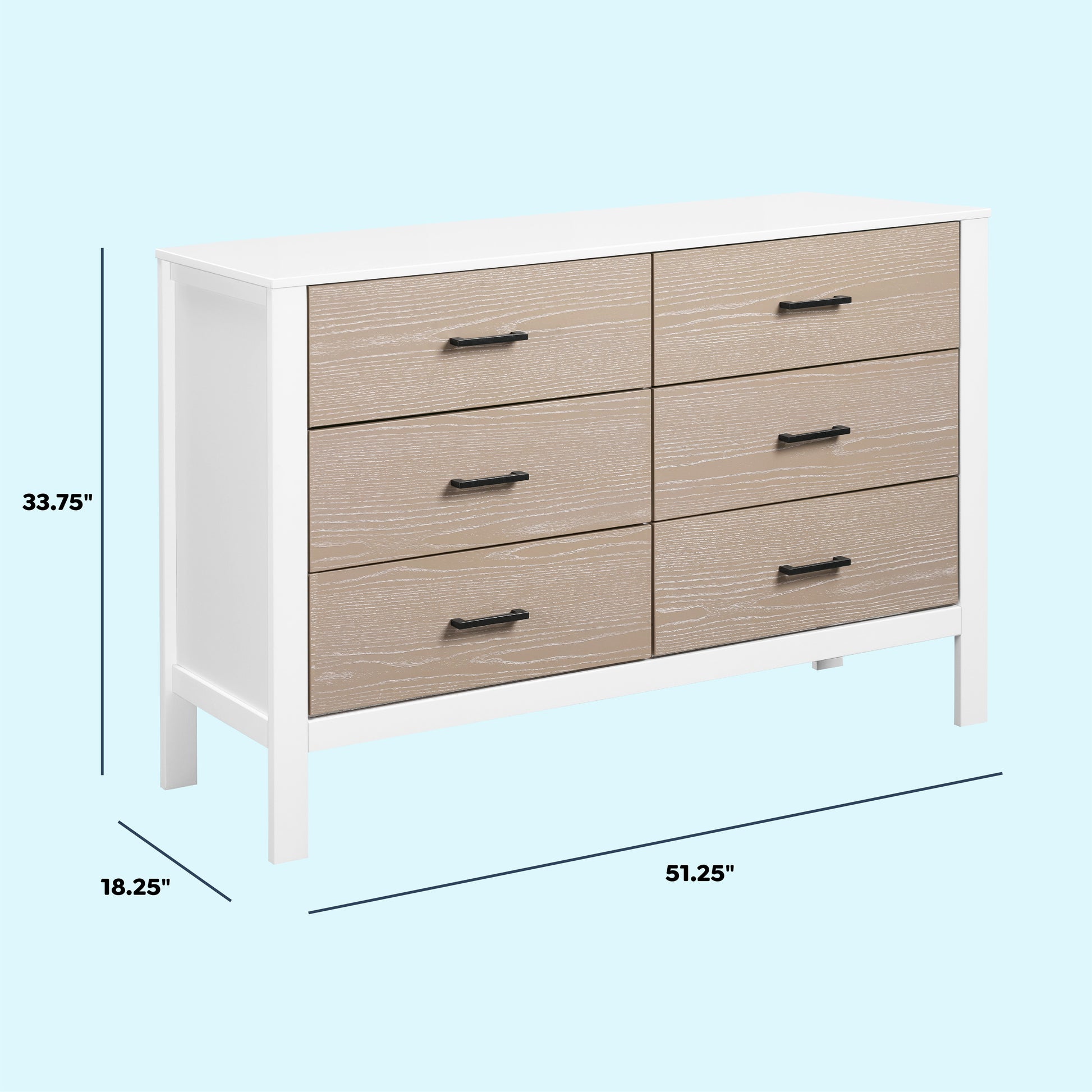 F23226WCWD,Carter's,Radley 6-Drawer Dresser in White & Coastwood