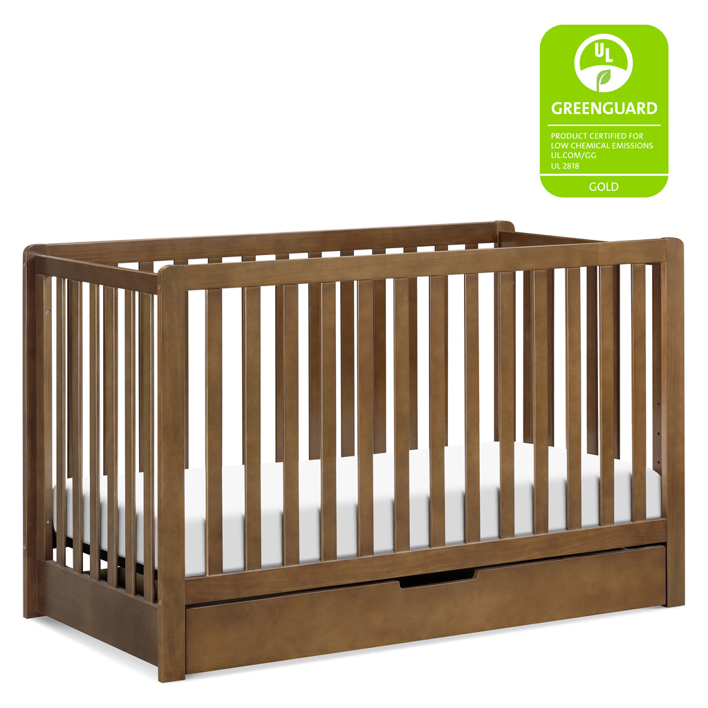 F11951W,Colby 4-in-1 Convertible Crib w/ Trundle Drawer in White Walnut