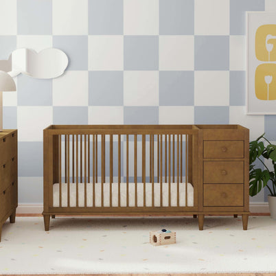 W4991L,DaVinci,Marley Convertible 3-in-1 Crib and Changer Combo in Walnut